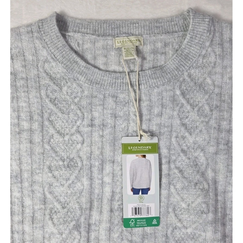 Legendary Outfitters XL Cozy Cable Knit Sweater Gray Soft Pullover NWT - Picture 5 of 10